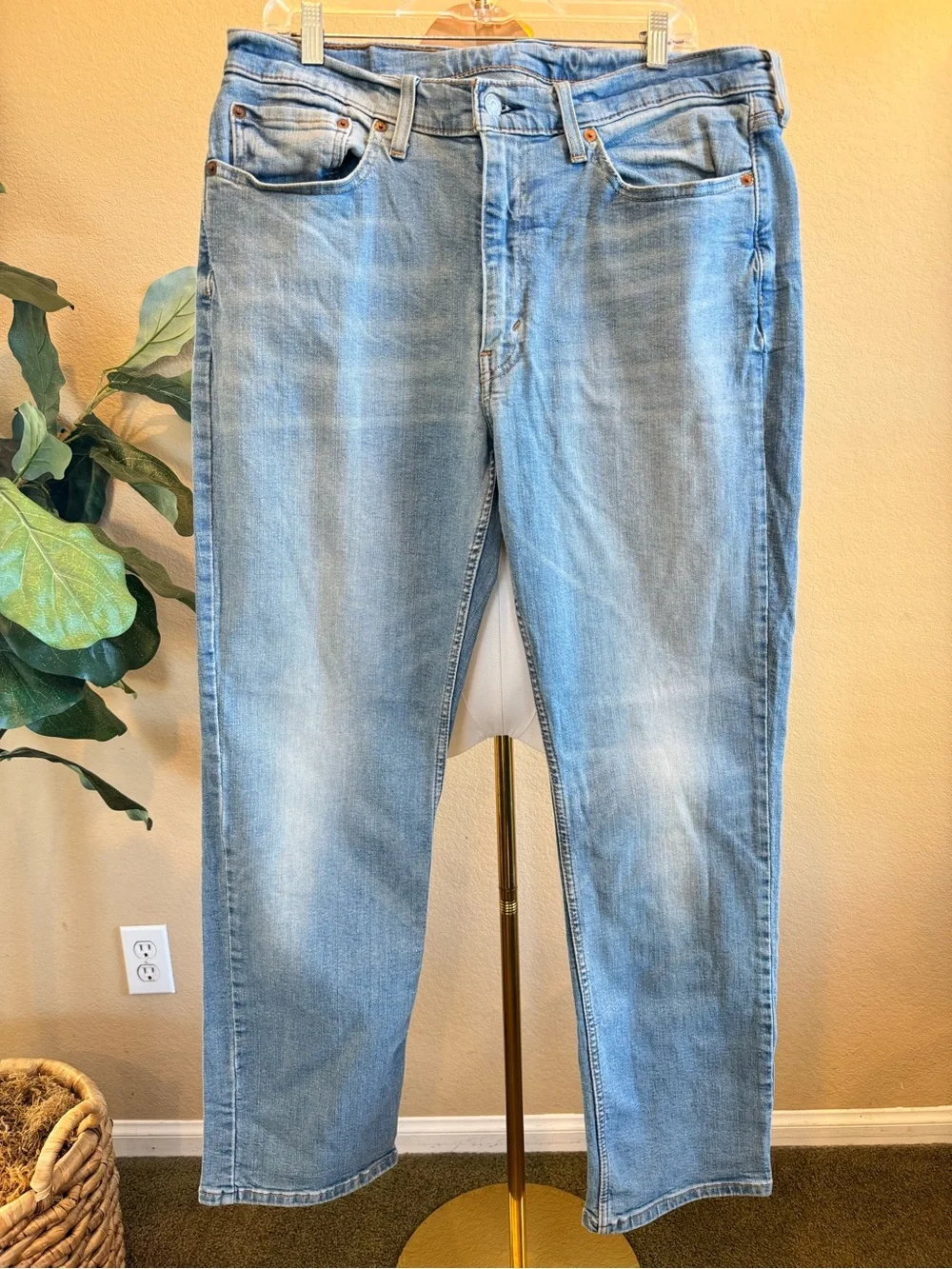 Levi's 514 Jeans Men's 36x32 Blue Straight Fit Stretch Light Wash